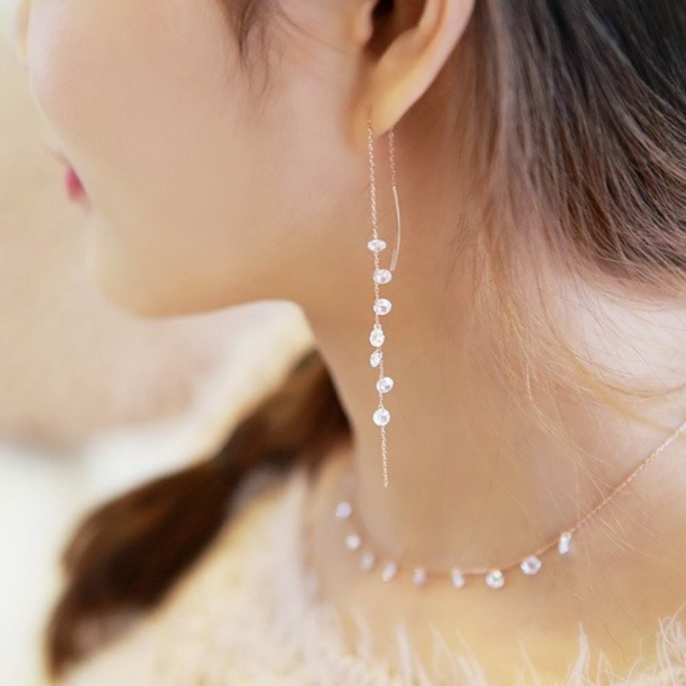 Jewelry earrings elegant drop dangle with crystals 925 sterling silver brand new